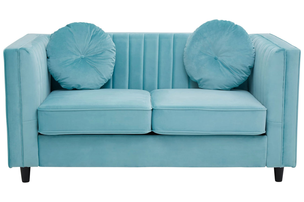 Hudson Two Seat Green Velvet Sofa