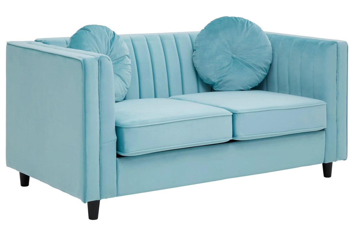 Hudson Two Seat Green Velvet Sofa