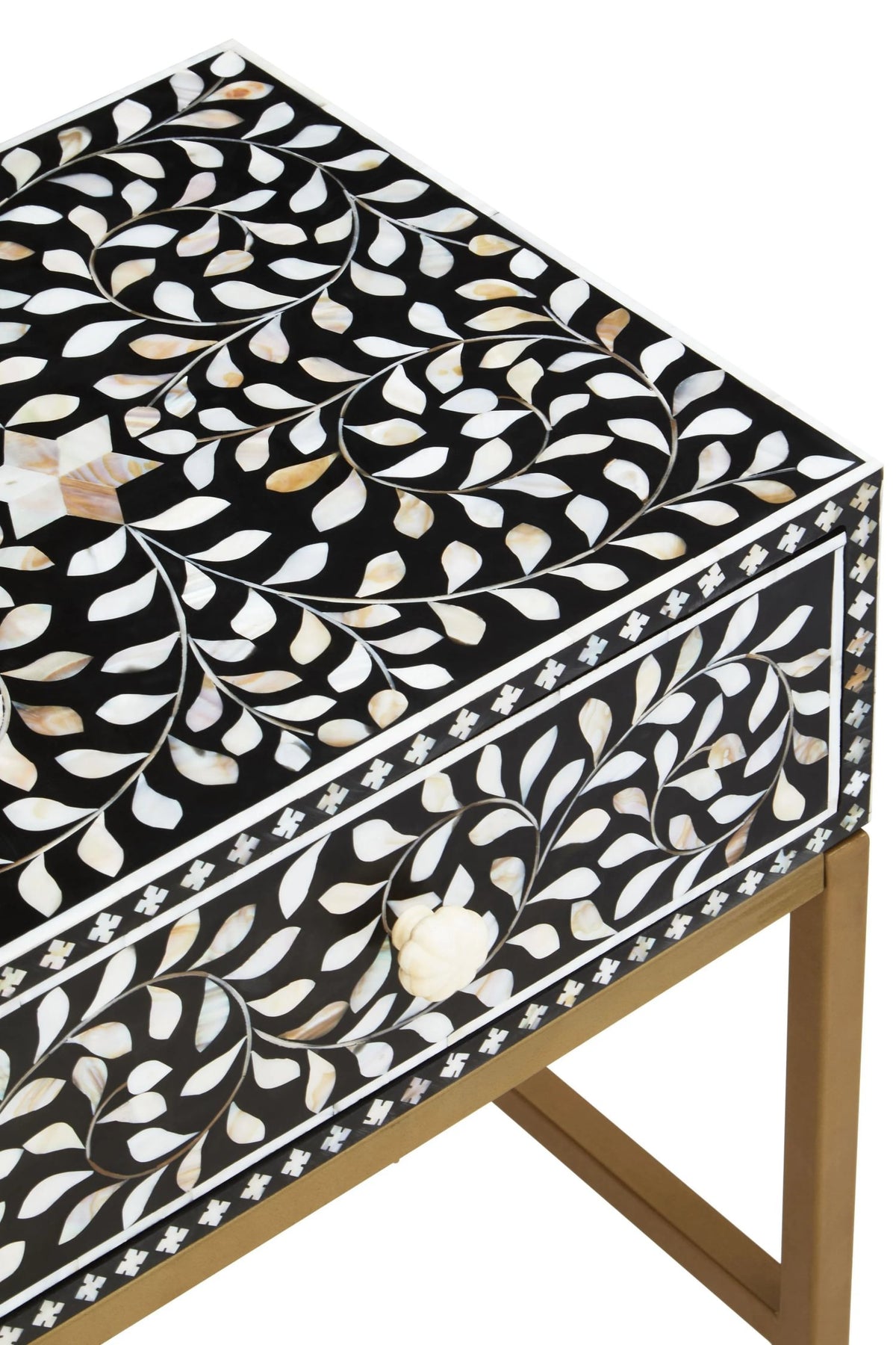 Porto 1 Drawer Side Table with Bone Inlay