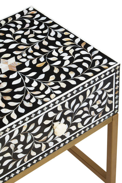 Porto 1 Drawer Side Table with Bone Inlay