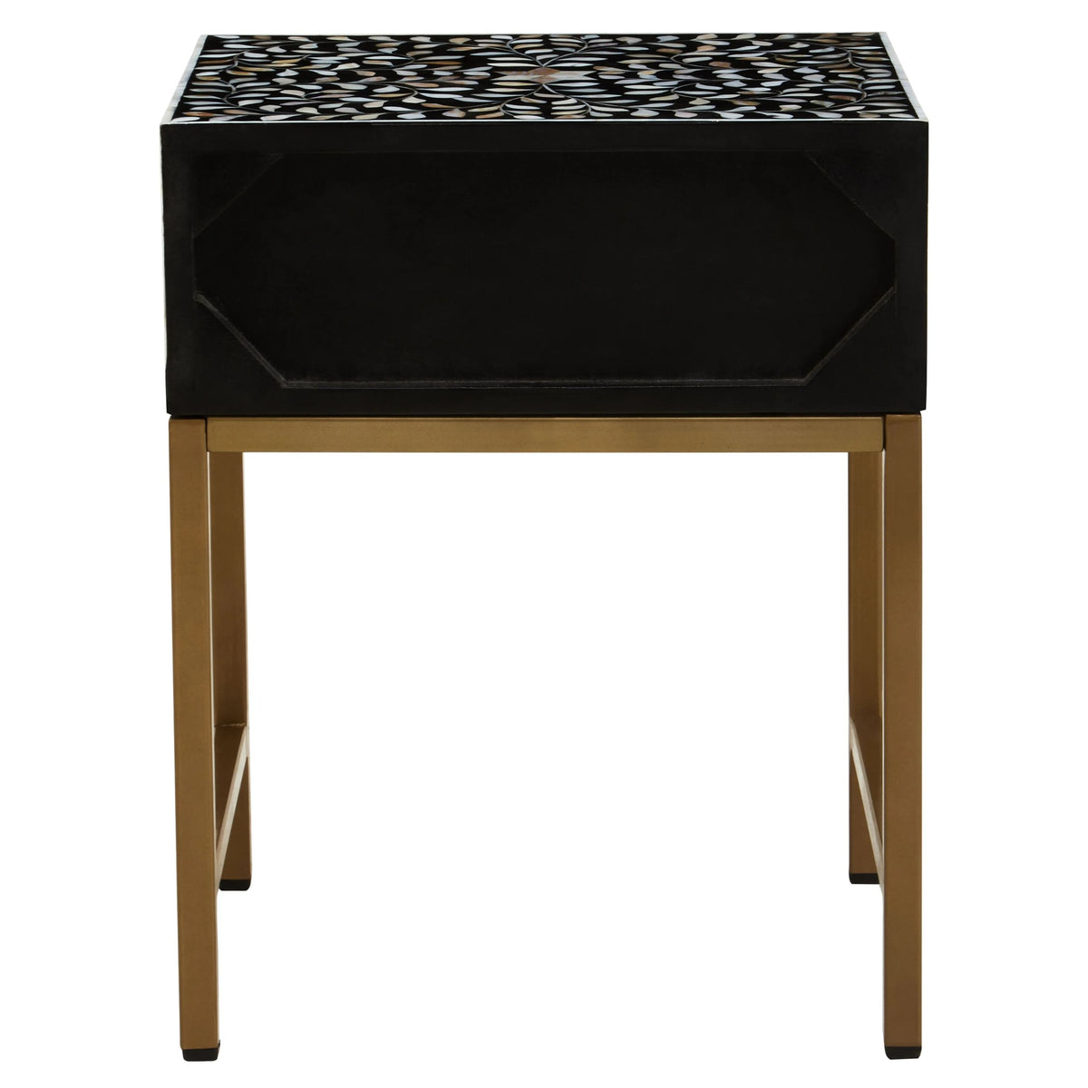 Porto 1 Drawer Side Table with Bone Inlay