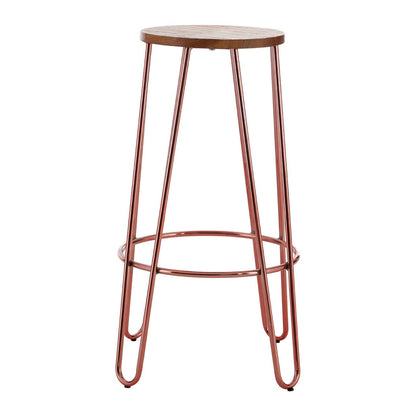 Madison Rose Gold Wooden Top Bar Stool with Metal Legs
