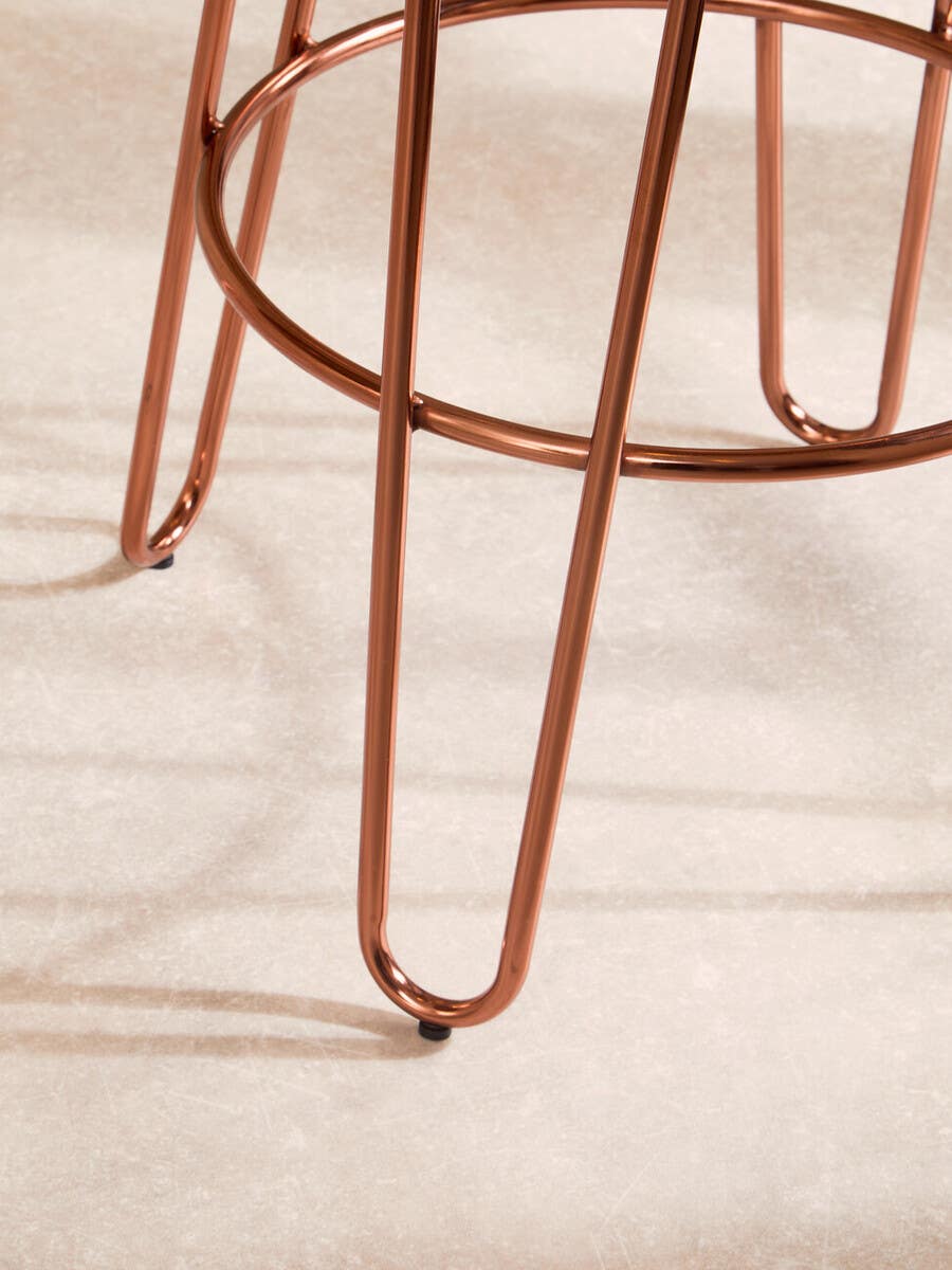 Madison Rose Gold Wooden Top Bar Stool with Metal Legs