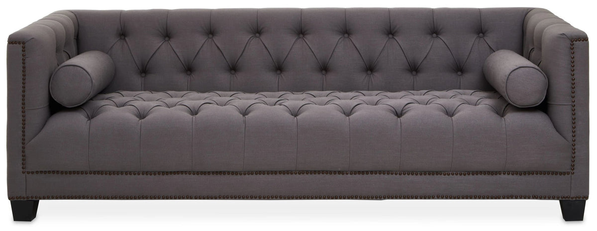Fowey Fabric 3 Seat Modern Chesterfield Sofa #colour_grey