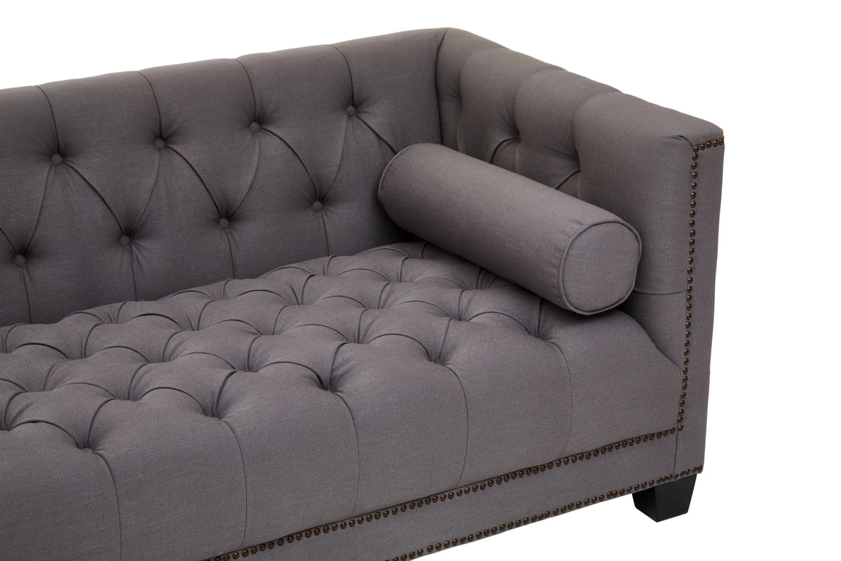 Fowey Fabric 3 Seat Modern Chesterfield Sofa #colour_grey