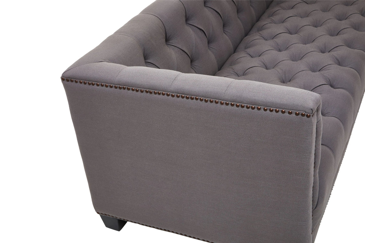 Fowey Fabric 3 Seat Modern Chesterfield Sofa 