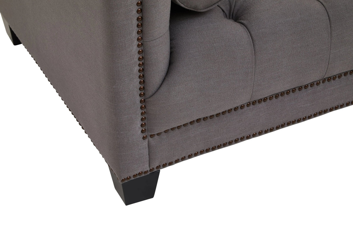 Fowey Fabric 3 Seat Modern Chesterfield Sofa 