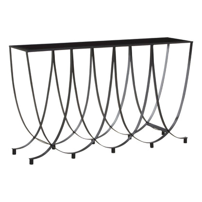 Bath Large Console Table with Black Glass Top