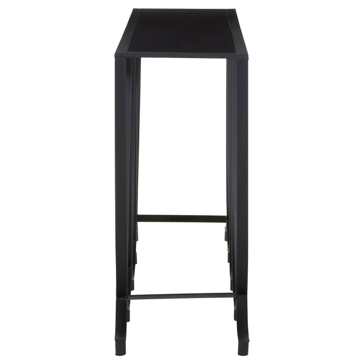 Bath Large Console Table with Black Glass Top