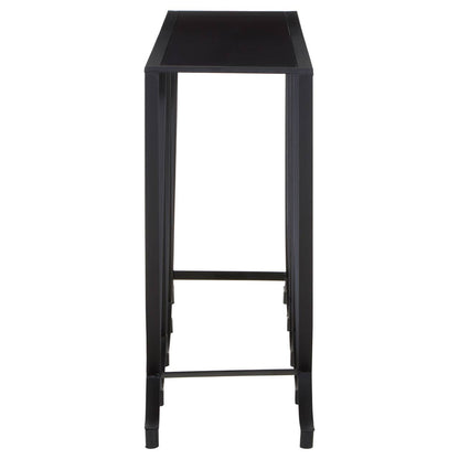 Bath Large Console Table with Black Glass Top