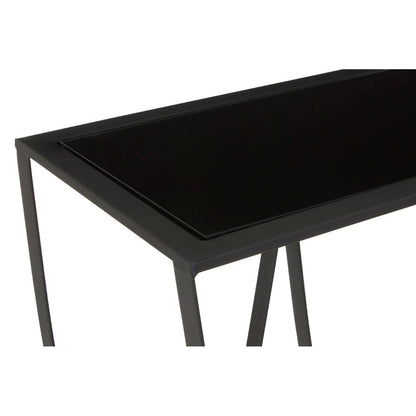 Bath Large Console Table with Black Glass Top