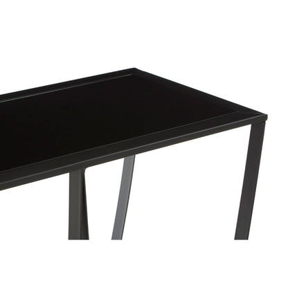 Bath Large Console Table with Black Glass Top