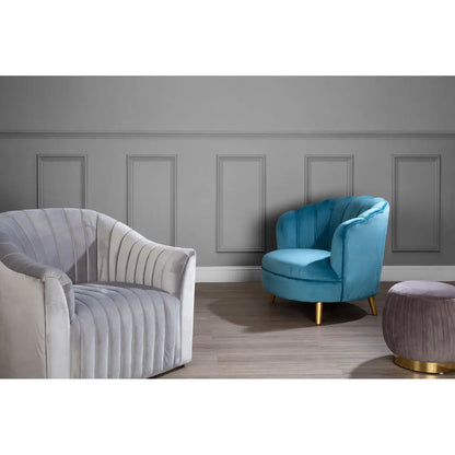 Orlina Velvet Chair With Gold Wood Legs