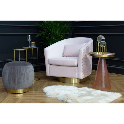 Plazoni Pink Velvet Chair with Gold Base