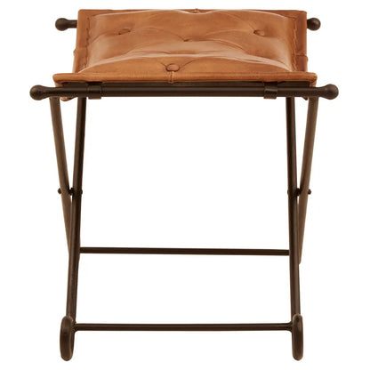 Buffalo Leather and Iron Folding Stool