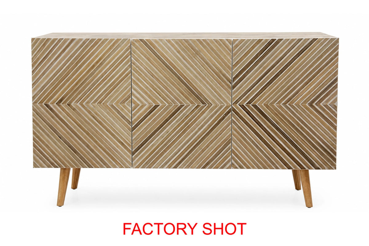 Harwich Cream Bamboo Inlay Three Door Sideboard