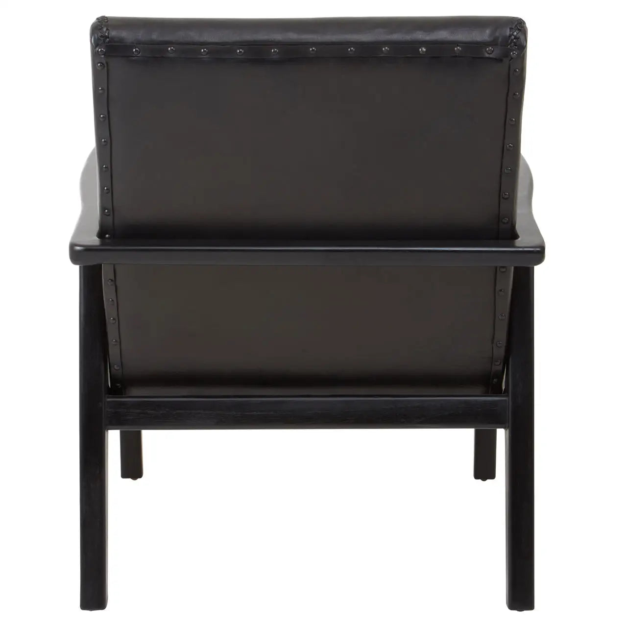 Kendari Black Leather And Black Teak Wood Chair