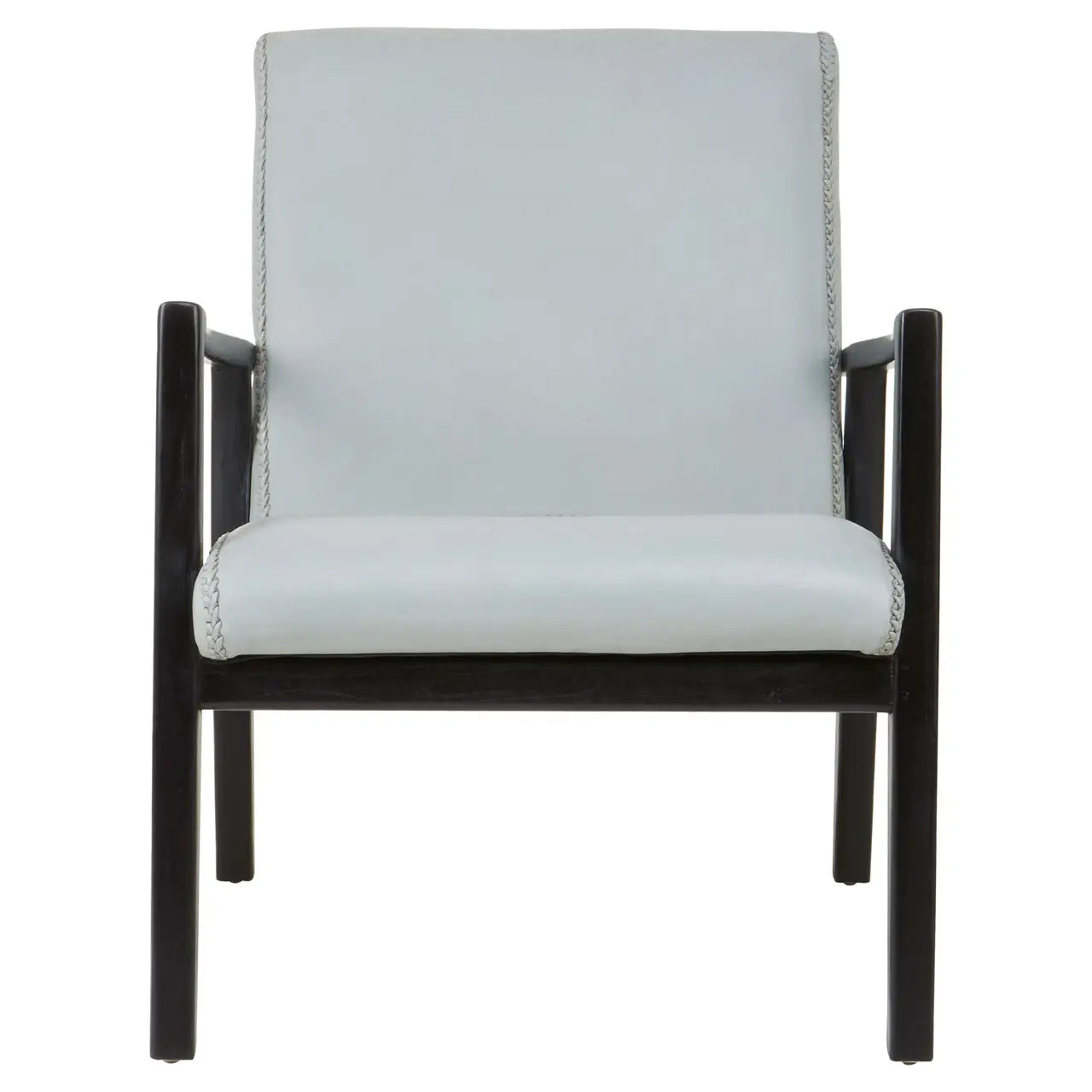 Kendari Black Leather And Black Teak Wood Chair