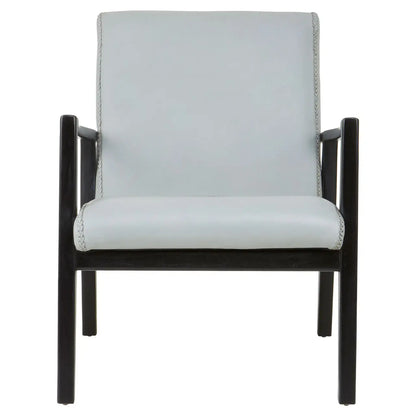 Kendari Black Leather And Black Teak Wood Chair