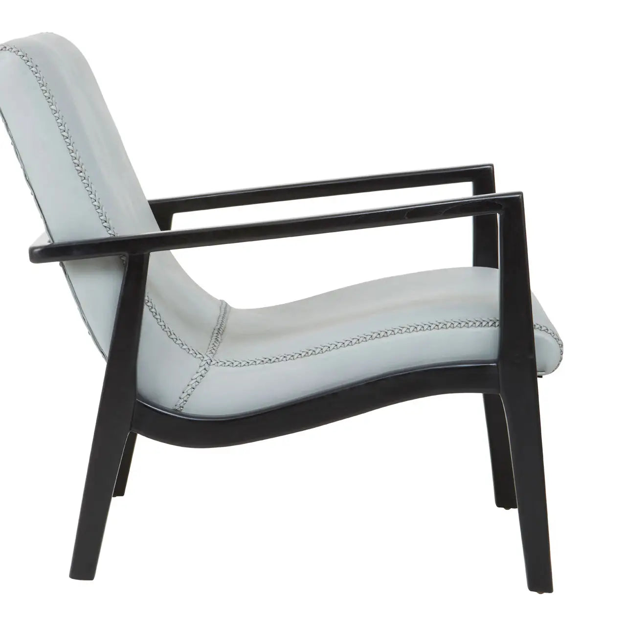 Kendari Black Leather And Black Teak Wood Chair