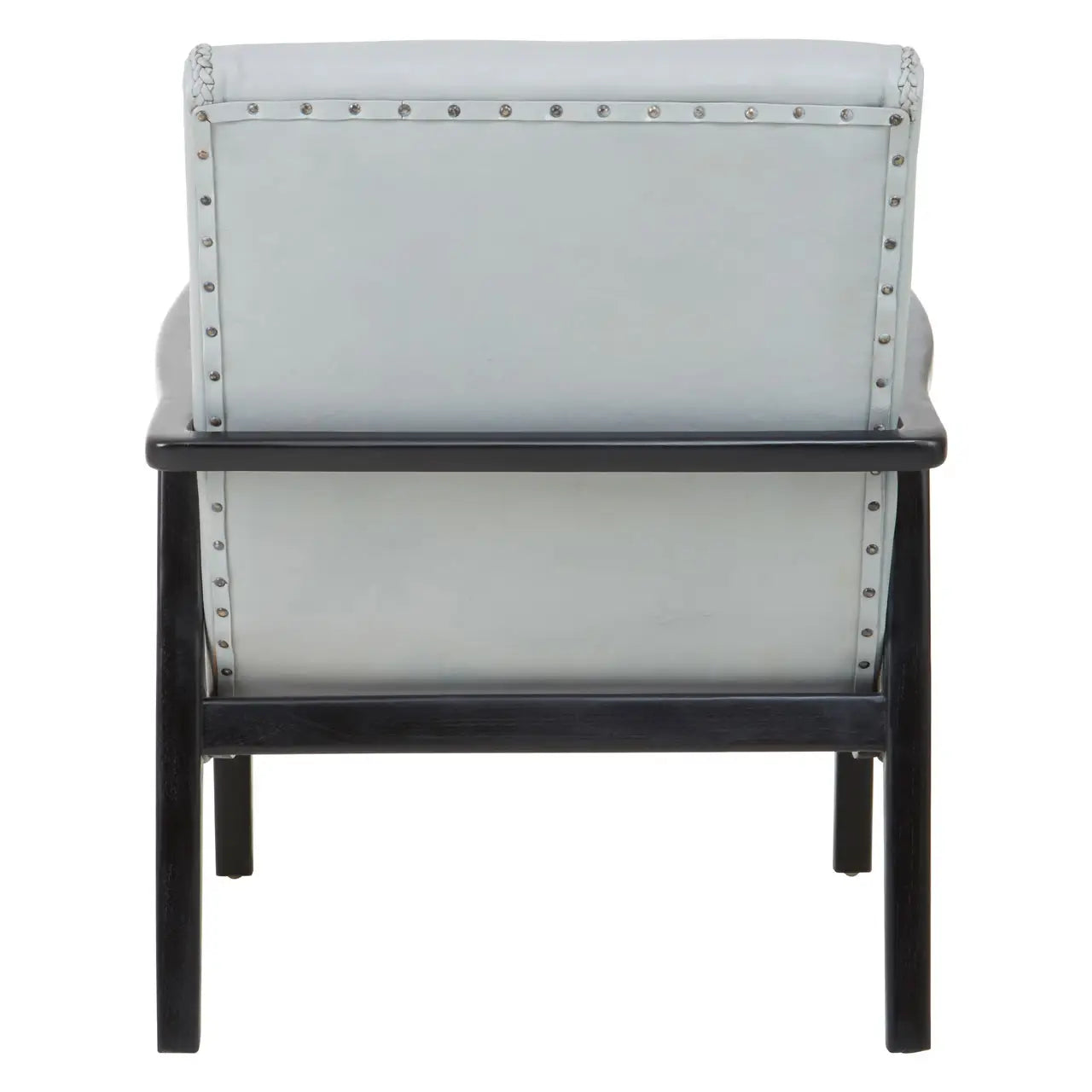Kendari Black Leather And Black Teak Wood Chair