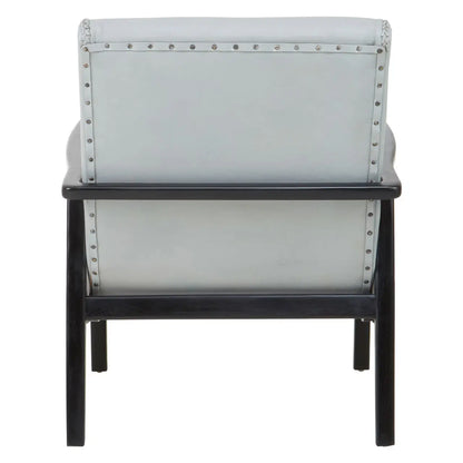 Kendari Black Leather And Black Teak Wood Chair