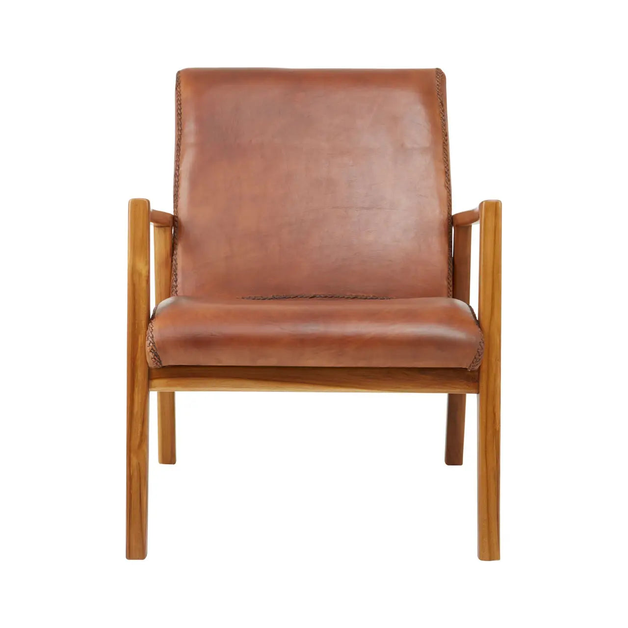 Kendari Brown Leather Curved Chair