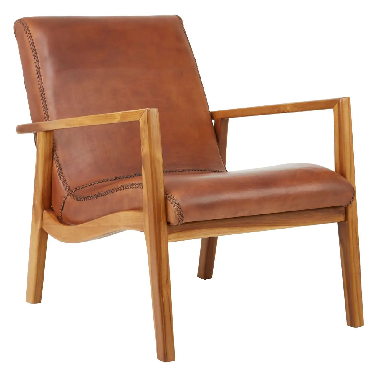 Kendari Brown Leather Curved Chair