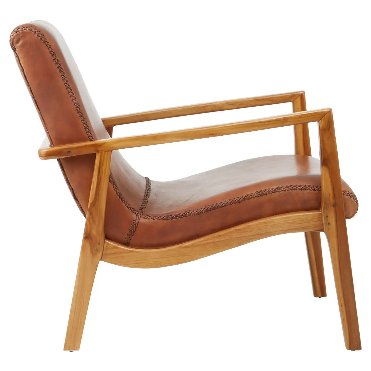 Kendari Brown Leather Curved Chair