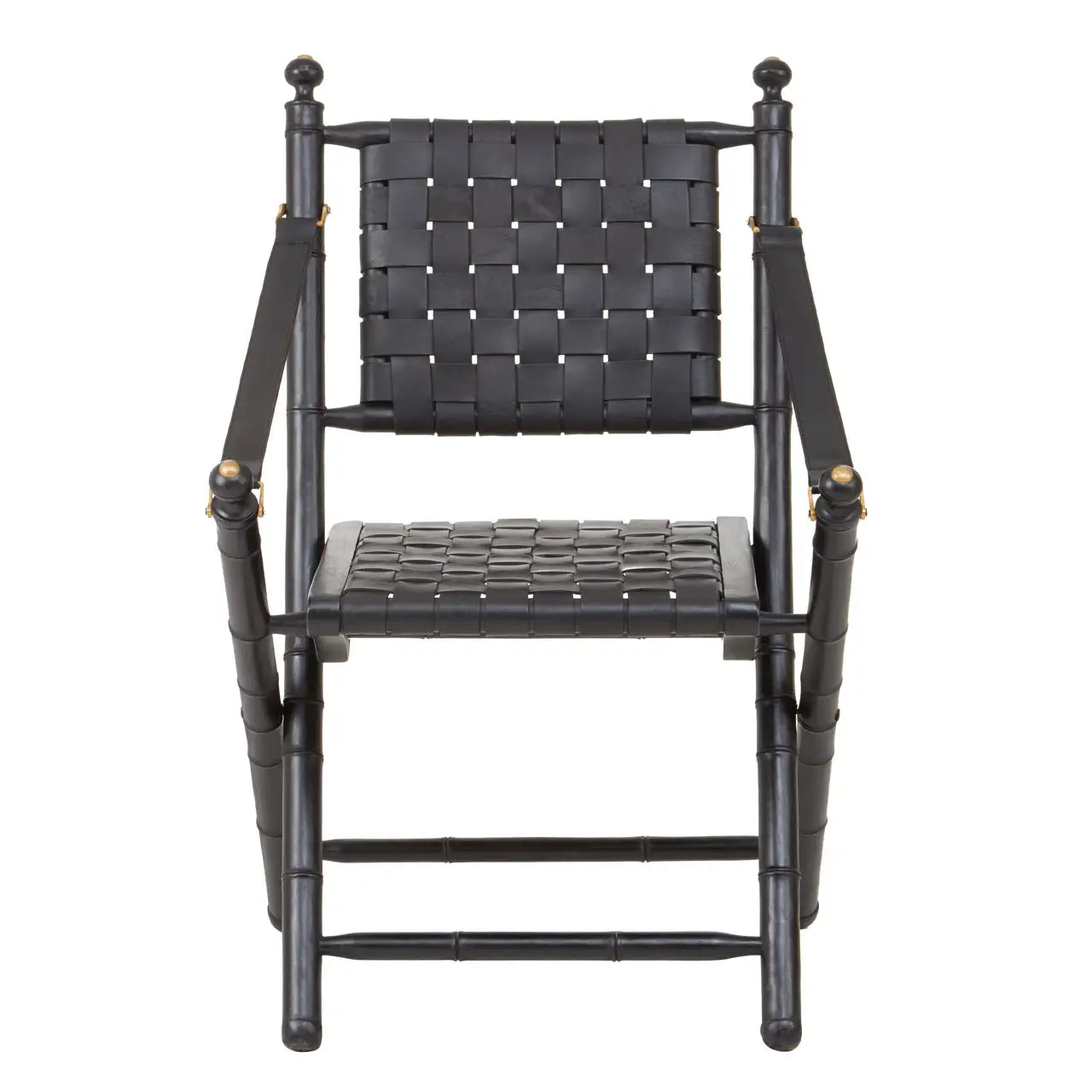 Kendari Strapped Leather And Black Teak Wood Chair