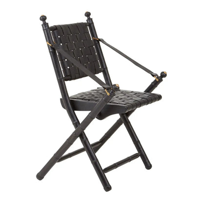 Kendari Strapped Leather And Black Teak Wood Chair