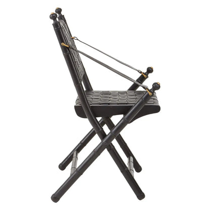 Kendari Strapped Leather And Black Teak Wood Chair