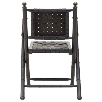 Kendari Strapped Leather And Black Teak Wood Chair