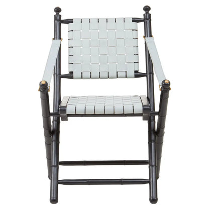 Kendari Strapped Leather And Black Teak Wood Chair