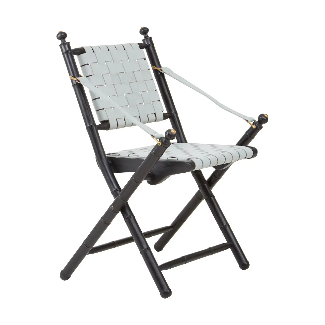 Kendari Strapped Leather And Black Teak Wood Chair