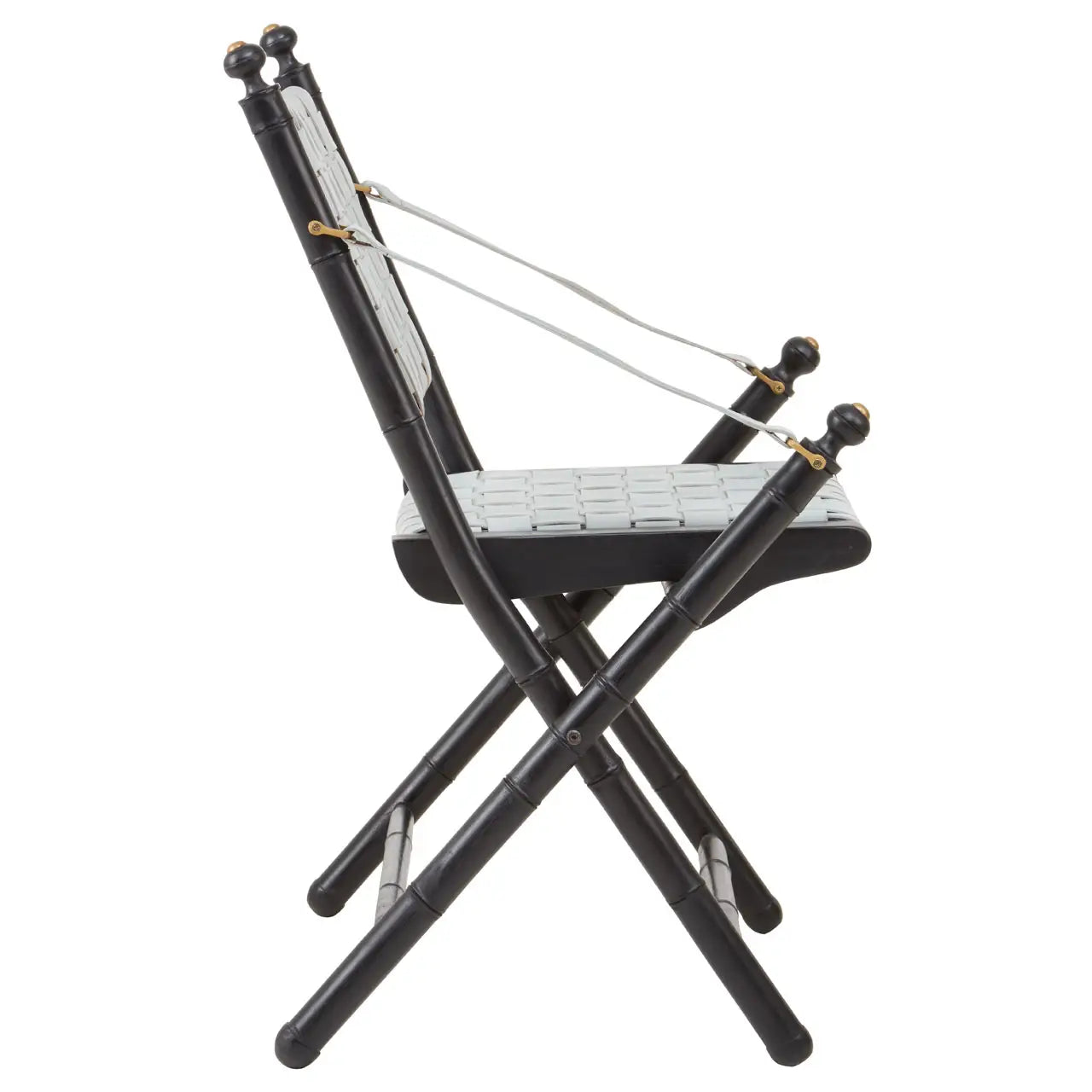 Kendari Strapped Leather And Black Teak Wood Chair
