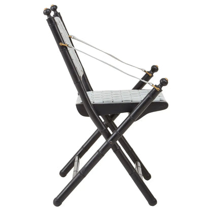 Kendari Strapped Leather And Black Teak Wood Chair