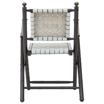 Kendari Strapped Leather And Black Teak Wood Chair