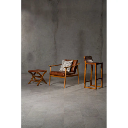 Kendari Chair With Brown Plain Leather