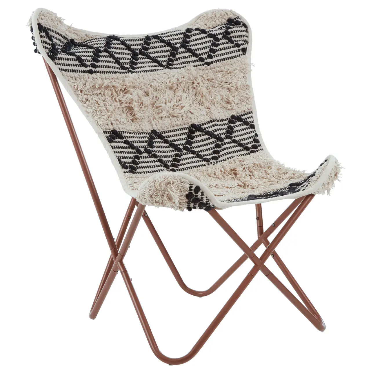 Cefena Black and White Pattern Butterfly Chair