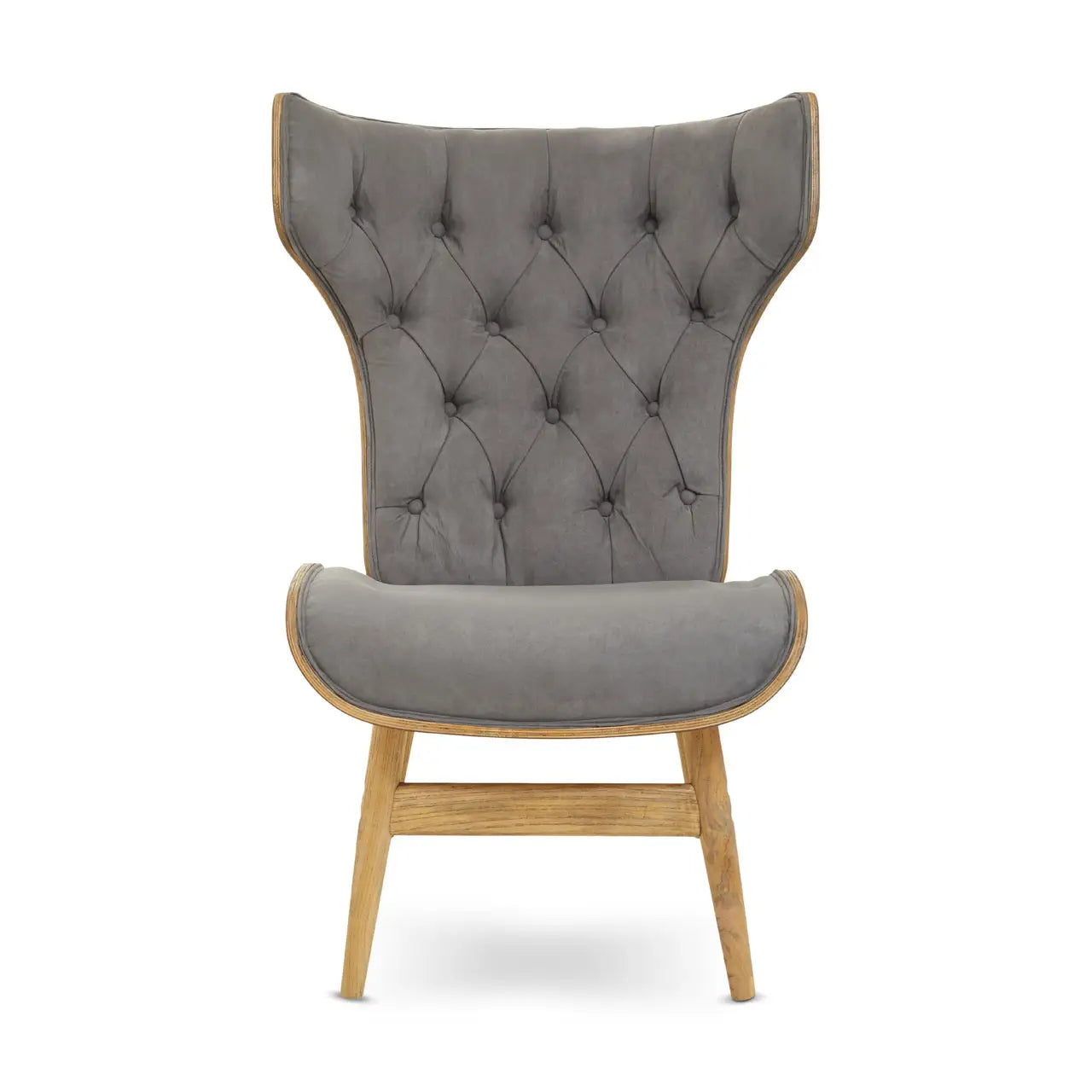 Vinsi Dark Grey Velvet Chair with Winged Back