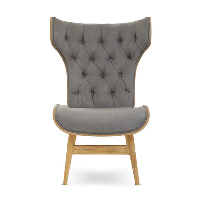 Vinsi Dark Grey Velvet Chair with Winged Back