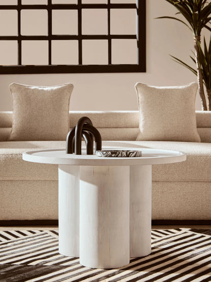 Godalming Whitewash Mango Wood Column Detail Coffee Table