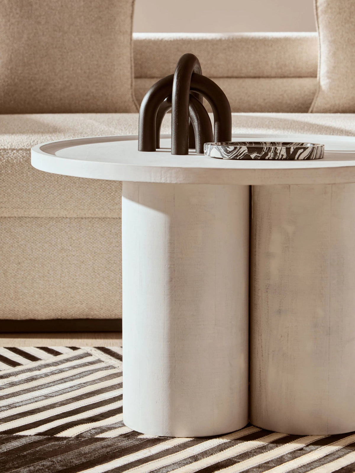Godalming Whitewash Mango Wood Column Detail Coffee Table