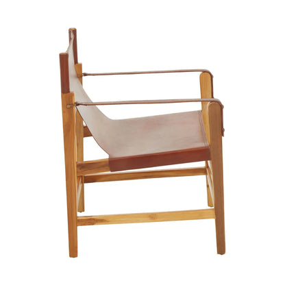 Kendari Leather And Teak Wood Chair