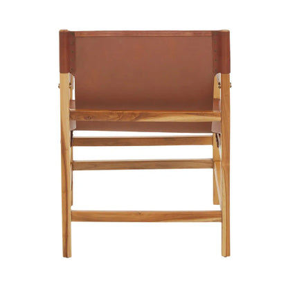 Kendari Leather And Teak Wood Chair