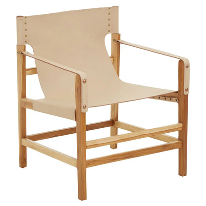Kendari Leather And Teak Wood Chair