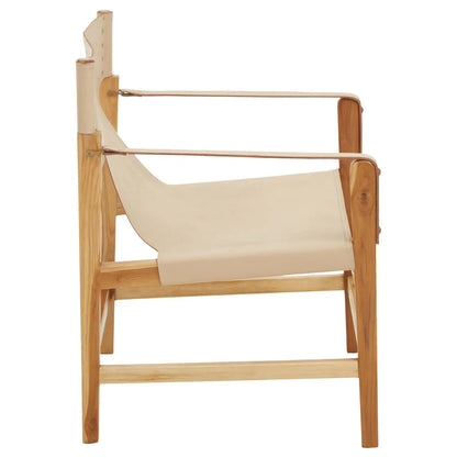 Kendari Leather And Teak Wood Chair