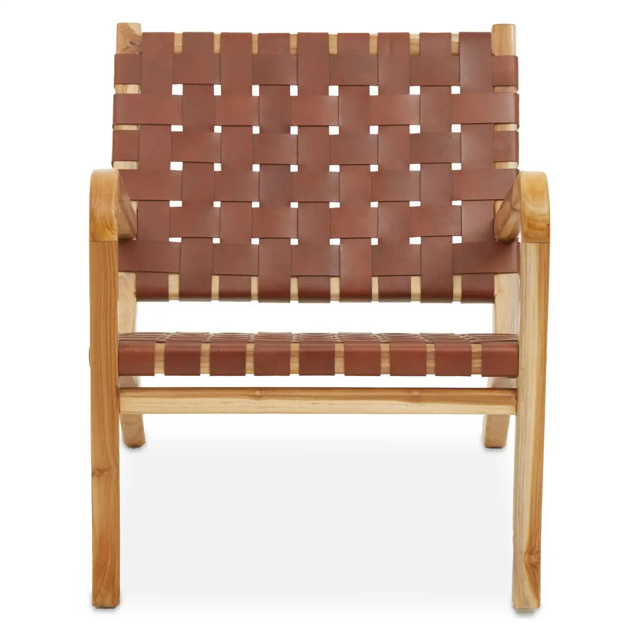 Kendari Dark Brown Leather And Teak Chair