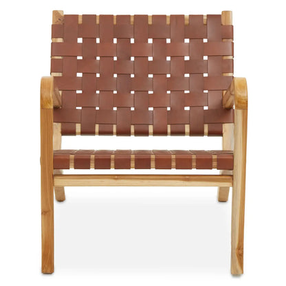 Kendari Dark Brown Leather And Teak Chair